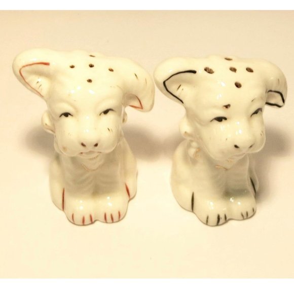 Vintage White Black / White Red Dog, Salt & Pepper Shakers Condiment Set - Japan - Picture 4 of 6